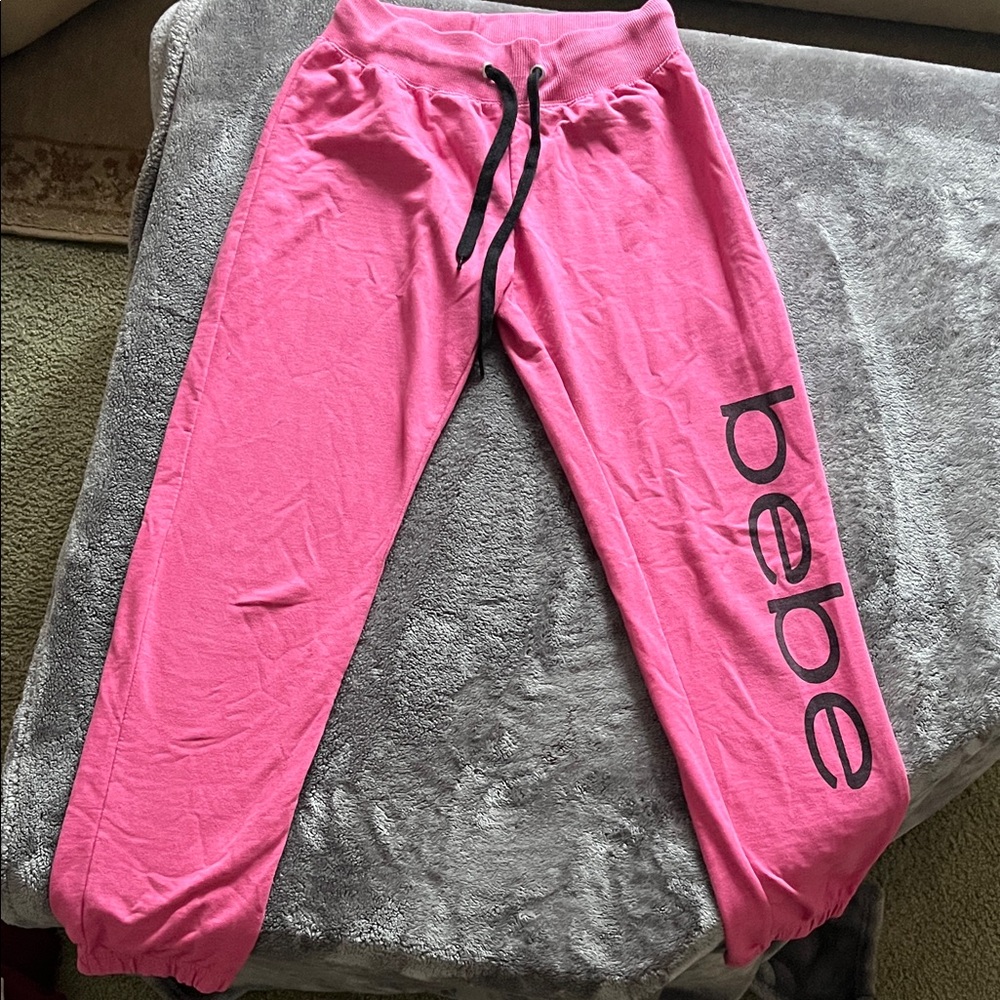 Bebe Vibrant Pink Joggers with Black Accents